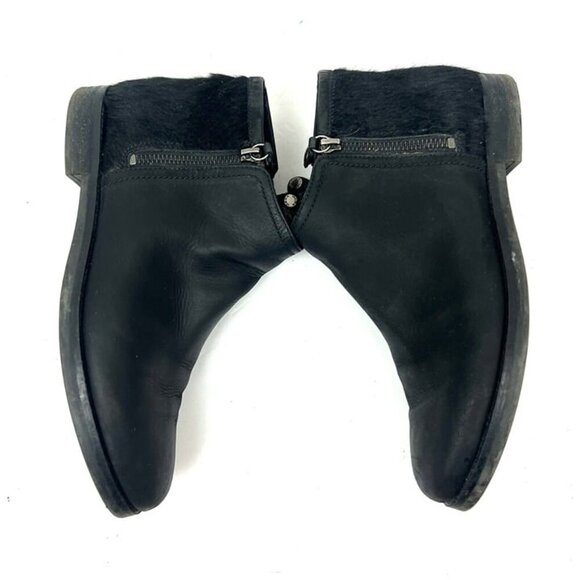 Geox Women's Black Leather Side Zipper Ankle Boots Fur Booties Sz 39.5 Capsule - Picture 5 of 9